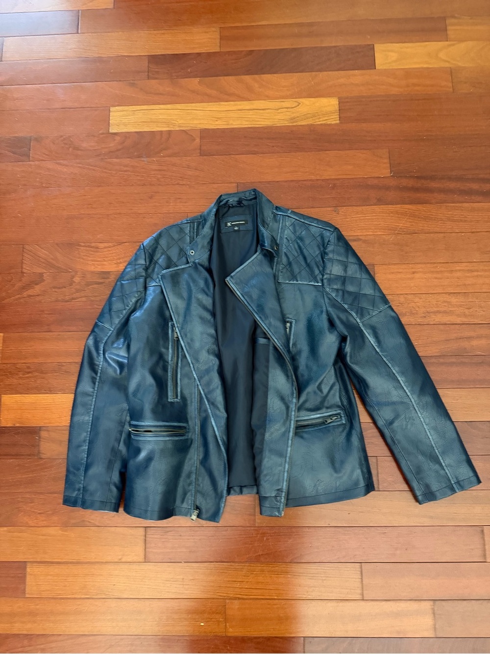 Inc Men's Black Quilted Faux Leather Biker Jacket - brand new